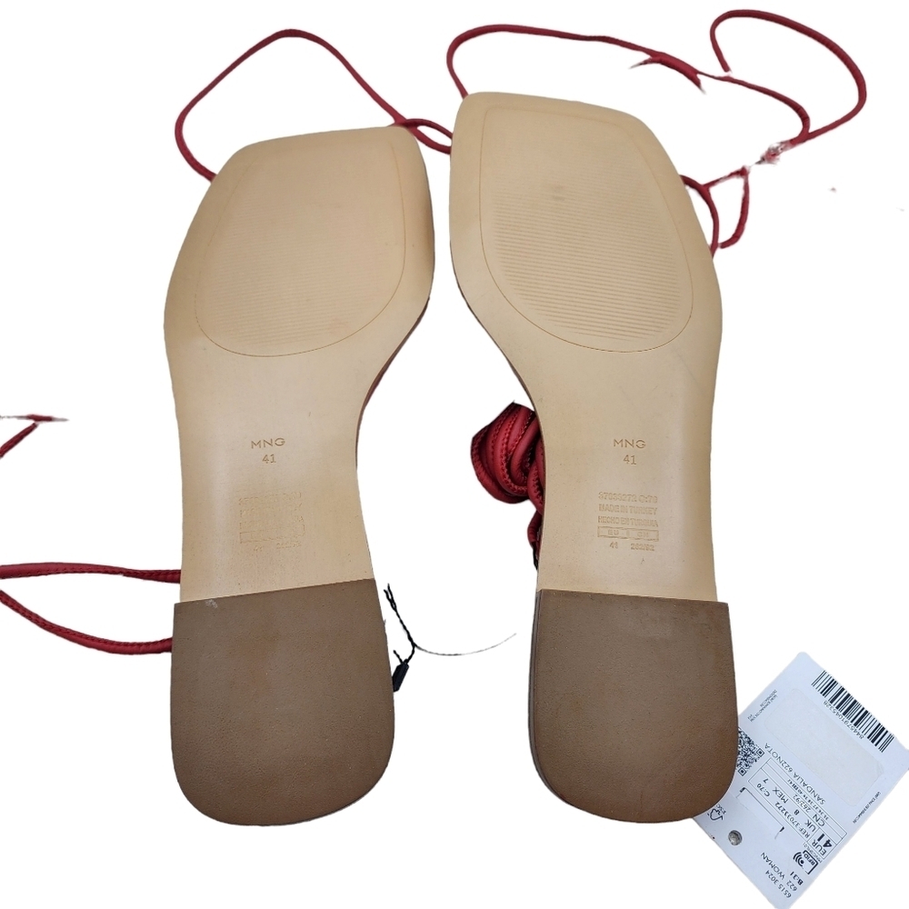 Mango Women's Cross Strips Red Sandal - US 9.5 - Picture 6 of 8